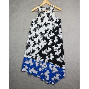 Alfani Dress Womens Sz 4 Floral Asymmetrical Patchwork Boho Shift Flowy‎ Art